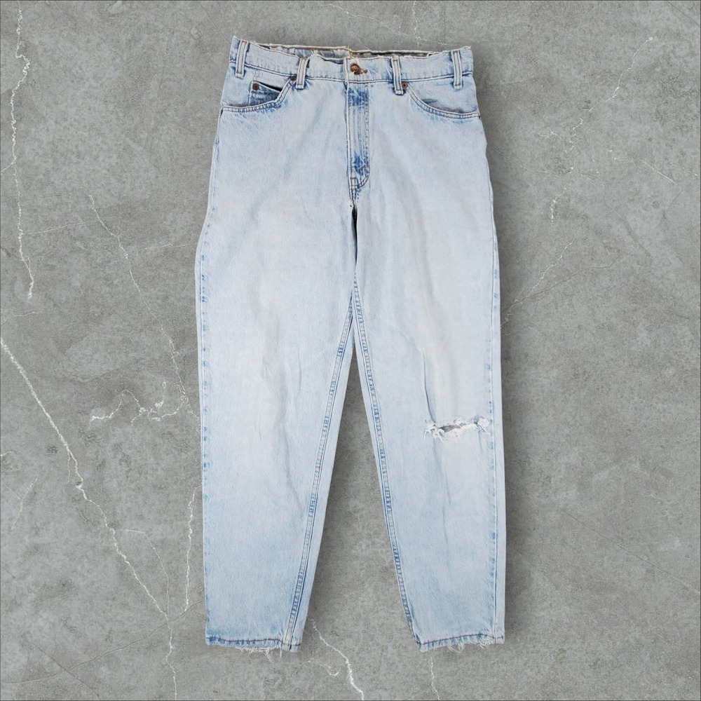 Levis 560 Loose Fit Tapered Leg Jeans Mens 33x32 Light Wash Distressed USA 90s